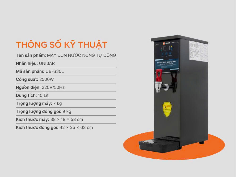 Máy đun nước nóng tự động Unibar UB-S30L